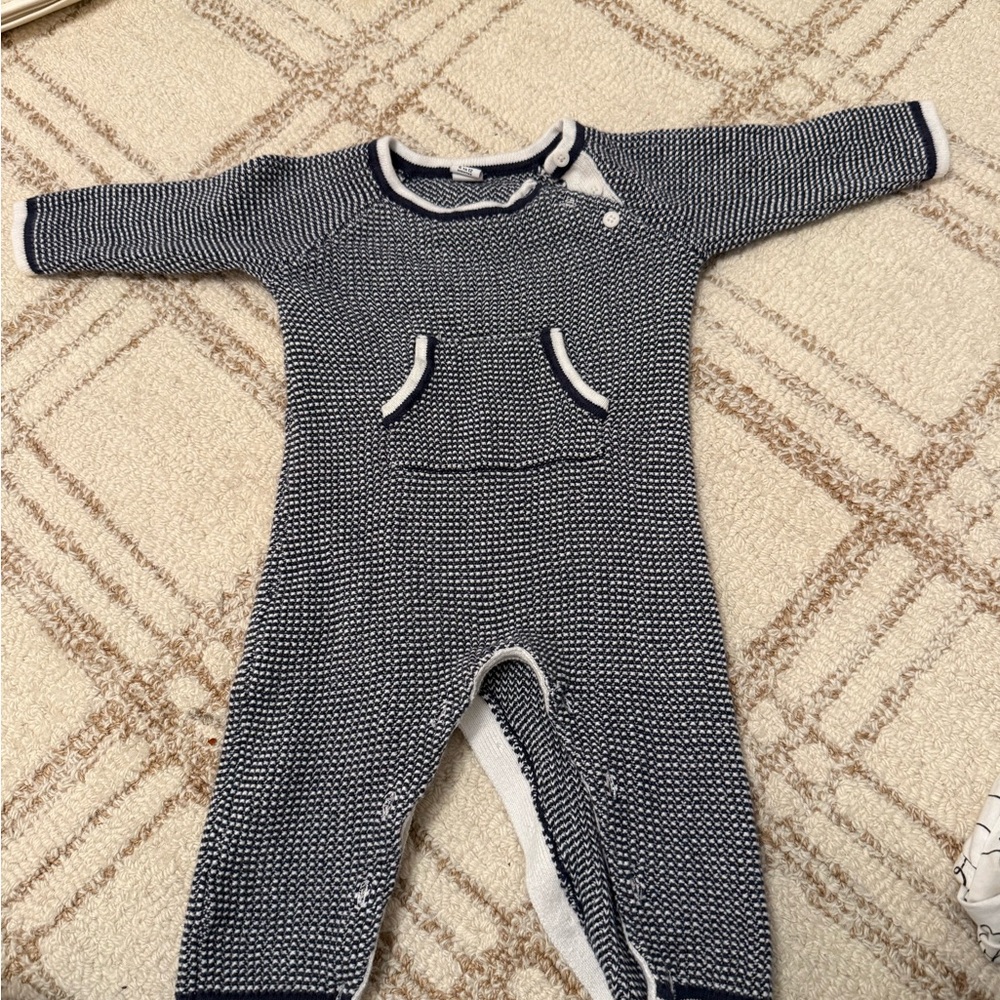 Janie and Jack Navy and Cream Kids Footie